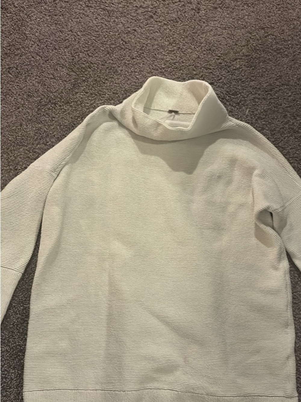 Free People  Cream Ribbed Cowl Neck Sweater